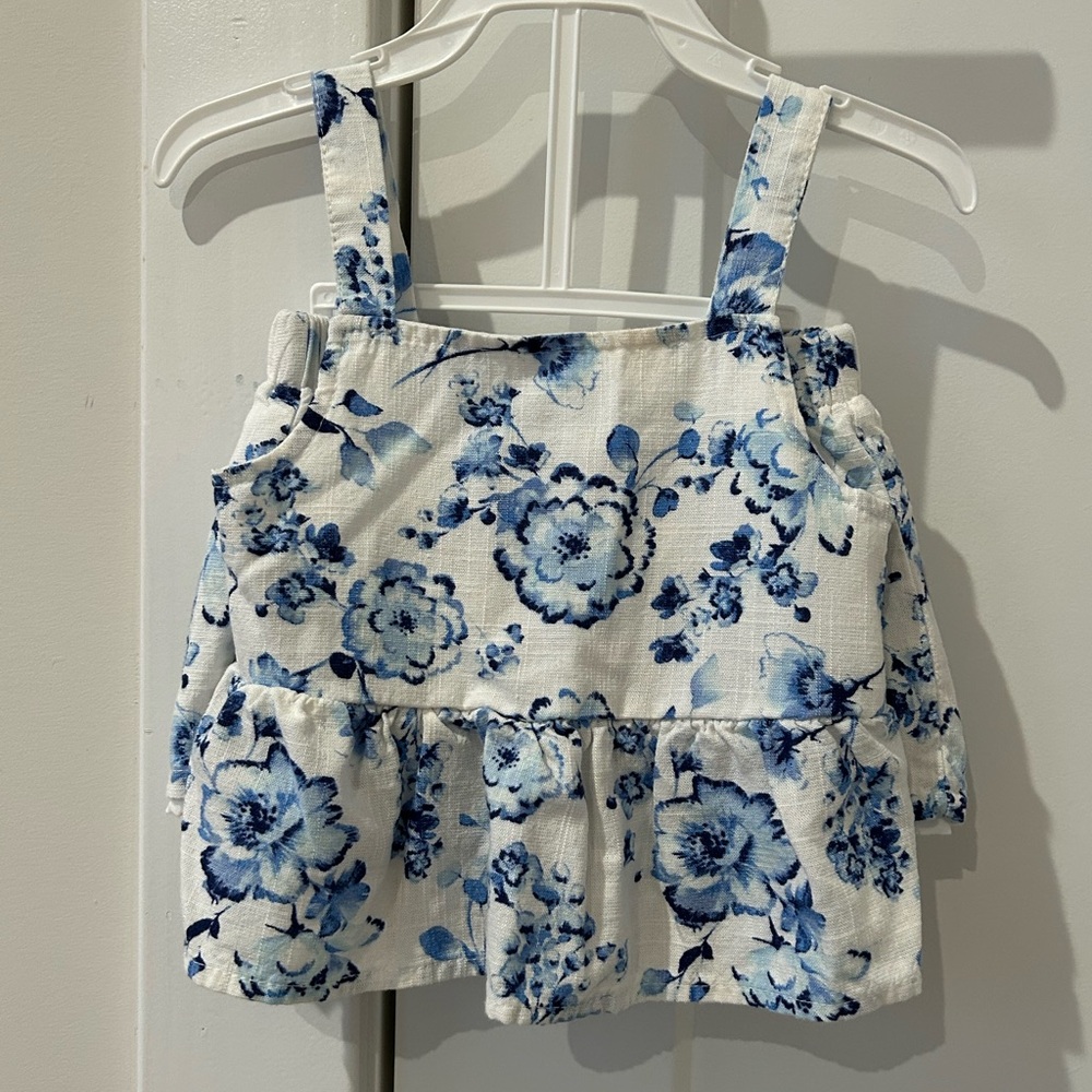 Floral Blue and White Outfit Set